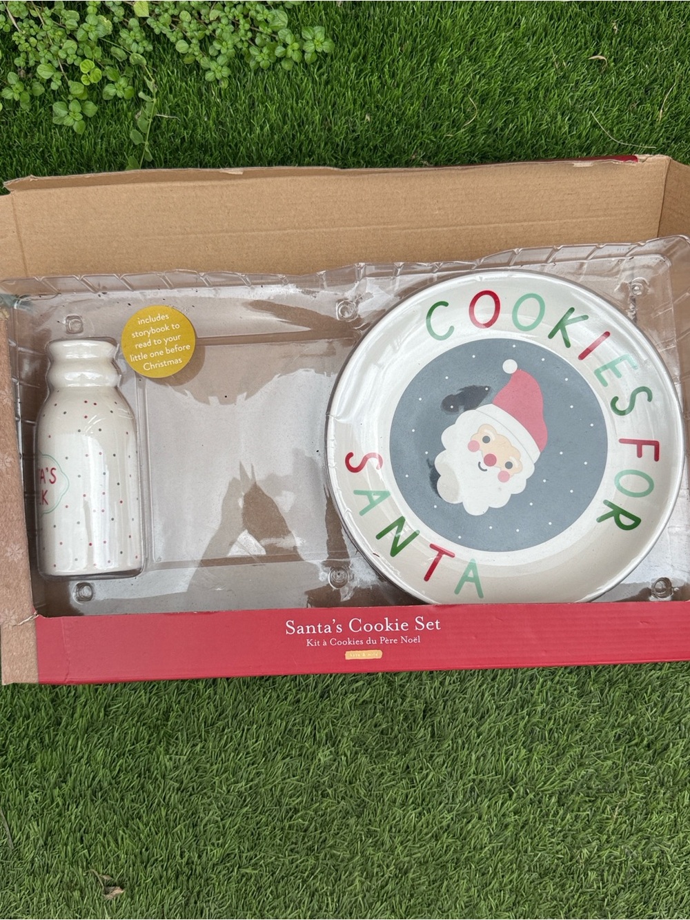 Kate & Milo Santa's Cookie Set New In Box Plate & Milk Jug